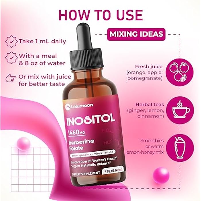 Ultra Inositol 1490 mg with Berberine, DIM, Ashwagandha & Vitex – Supports Women’s Health & Metabolic Balance – 2.0 fl oz (60 ml) - Image 5