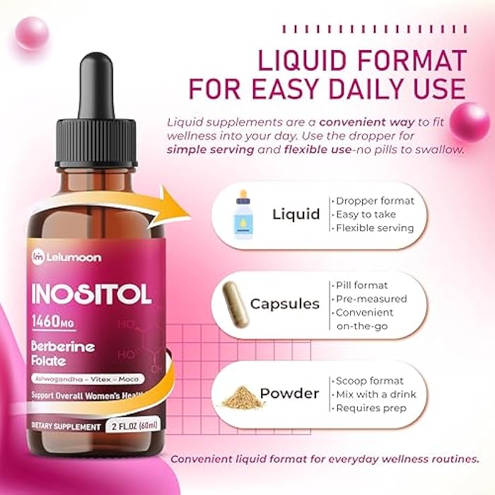 Ultra Inositol 1490 mg with Berberine, DIM, Ashwagandha & Vitex – Supports Women’s Health & Metabolic Balance – 2.0 fl oz (60 ml) - Image 4