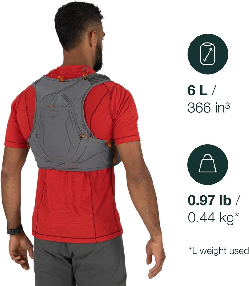 Osprey Duro 6 Hydration Vest with Reservoir in Phantom Grey/Toffee Orange - Image 2