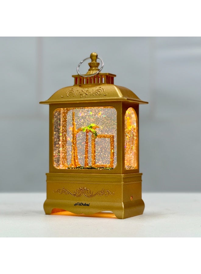 Dubai LED Water Lantern Decorative Light | Golden Dubai Souvenir Lamp | USB & Battery Powered | Indoor Outdoor Use | - Image 1