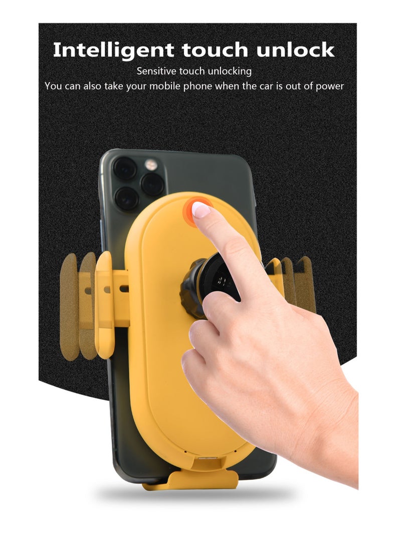 GULFLINK S11 Smart Infrared Automatic Induction Mobile Phone Holder Car Mobile Phone Charging case Wireless Charger Car Holder Charger- Yellow  - Image 3