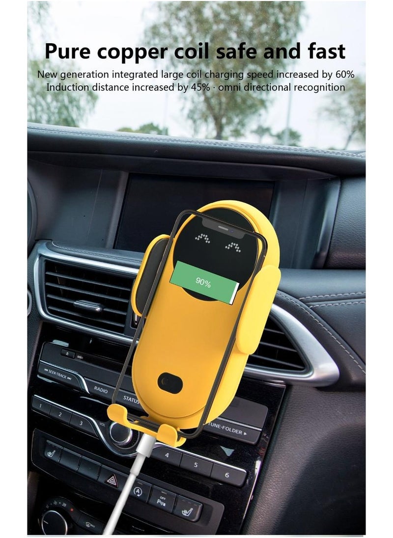 GULFLINK S11 Smart Infrared Automatic Induction Mobile Phone Holder Car Mobile Phone Charging case Wireless Charger Car Holder Charger- Yellow  - Image 2