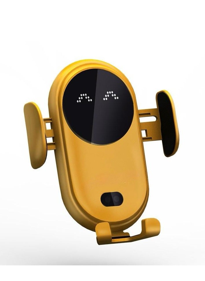 GULFLINK S11 Smart Infrared Automatic Induction Mobile Phone Holder Car Mobile Phone Charging case Wireless Charger Car Holder Charger- Yellow  - Image 1