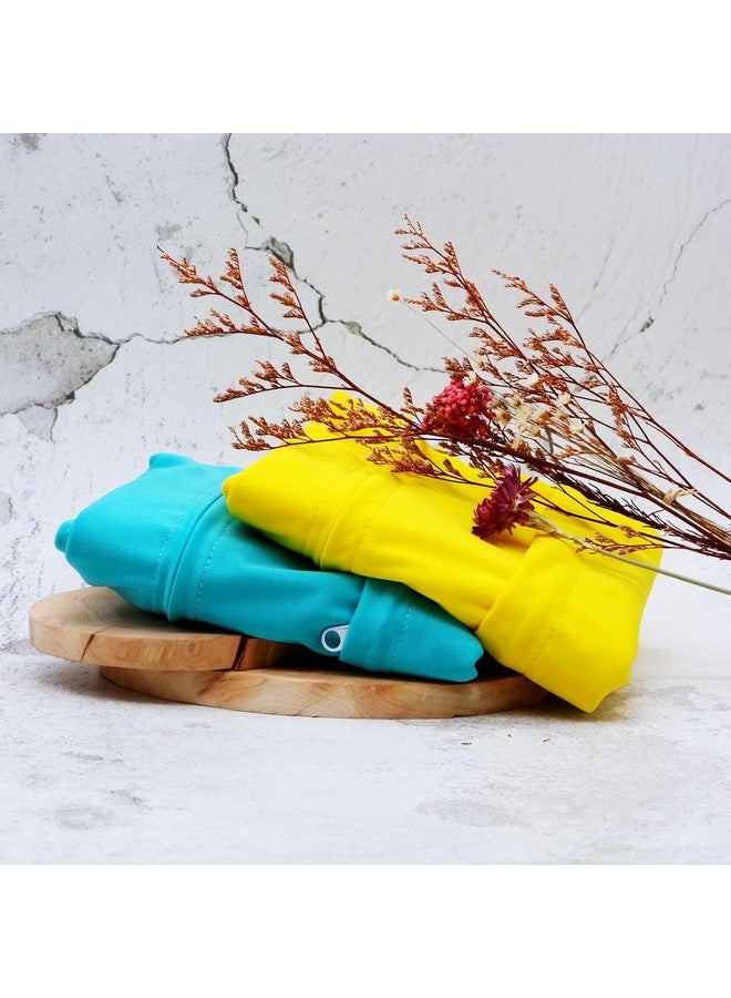 Asenappy أسانابي 2 قطع حقيبة حفاضات قماشية مبللة وجافة مقاومة للماء قابلة لإعادة الاستخدام مع جيبين بسحاب للسفر والشاطئ وحمام السباحة ورعاية الأطفال للأغراض المتسخة للأطفال حقيبة اليوغا أو الصالة الرياضية للملابس السباحة أو الملابس المبللة (3036-2-أصفر+أزرق) - Image 2