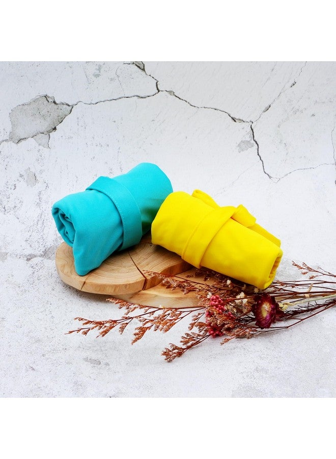 Asenappy أسانابي 2 قطع حقيبة حفاضات قماشية مبللة وجافة مقاومة للماء قابلة لإعادة الاستخدام مع جيبين بسحاب للسفر والشاطئ وحمام السباحة ورعاية الأطفال للأغراض المتسخة للأطفال حقيبة اليوغا أو الصالة الرياضية للملابس السباحة أو الملابس المبللة (3036-2-أصفر+أزرق) - Image 3