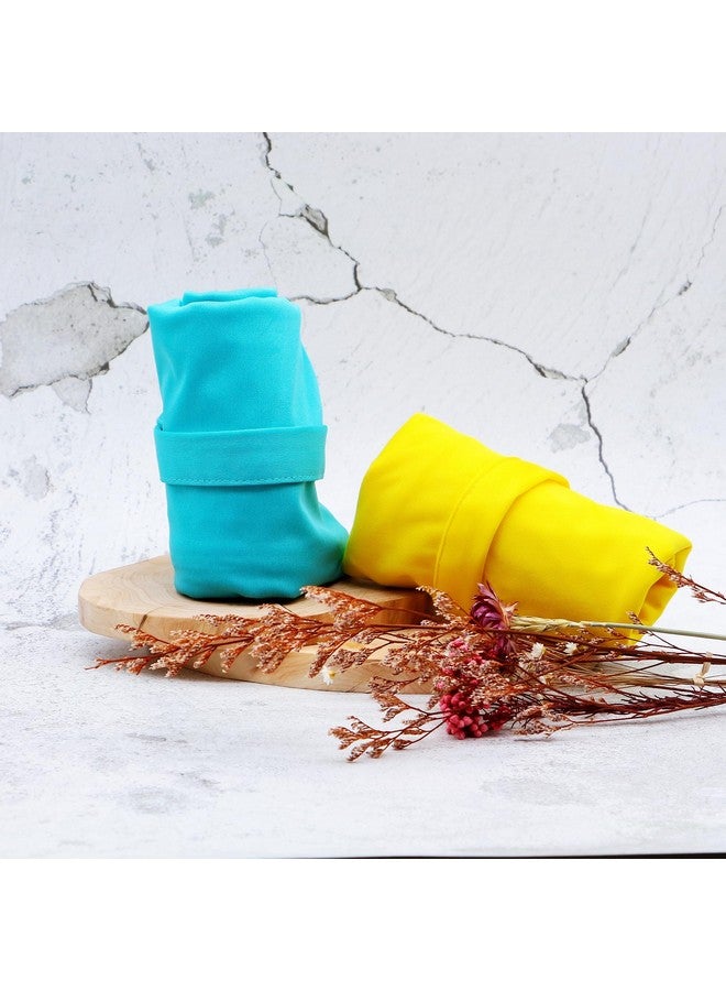 Asenappy أسانابي 2 قطع حقيبة حفاضات قماشية مبللة وجافة مقاومة للماء قابلة لإعادة الاستخدام مع جيبين بسحاب للسفر والشاطئ وحمام السباحة ورعاية الأطفال للأغراض المتسخة للأطفال حقيبة اليوغا أو الصالة الرياضية للملابس السباحة أو الملابس المبللة (3036-2-أصفر+أزرق) - Image 4