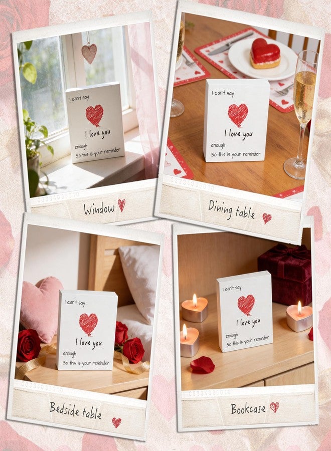 ONEVIVE Valentine's Day Wooden Box Sign - 5x5 Inch Rustic "I Can't Say I Love You Enough" Love Sign, Home Decor for Valentine's Day Gifts for Her/Him, Wedding Anniversary, Shelf & Table Decor - Image 5
