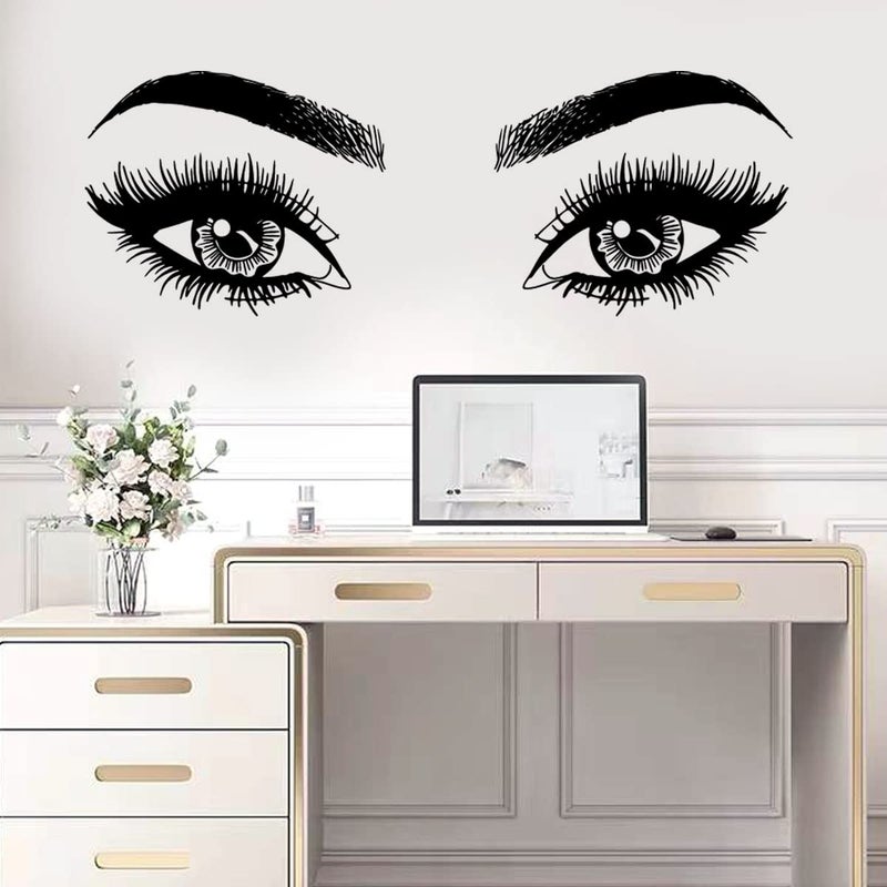 Casa Decor Inspirational Wall Sticker Pretty Eyelashes Eyes Wall Decals Motivational Word Letter Decal Wall Art Quote She Remembered Who She Was and The Game Changed Wall Stickers for Women Girls Bedroom Living - Image 4