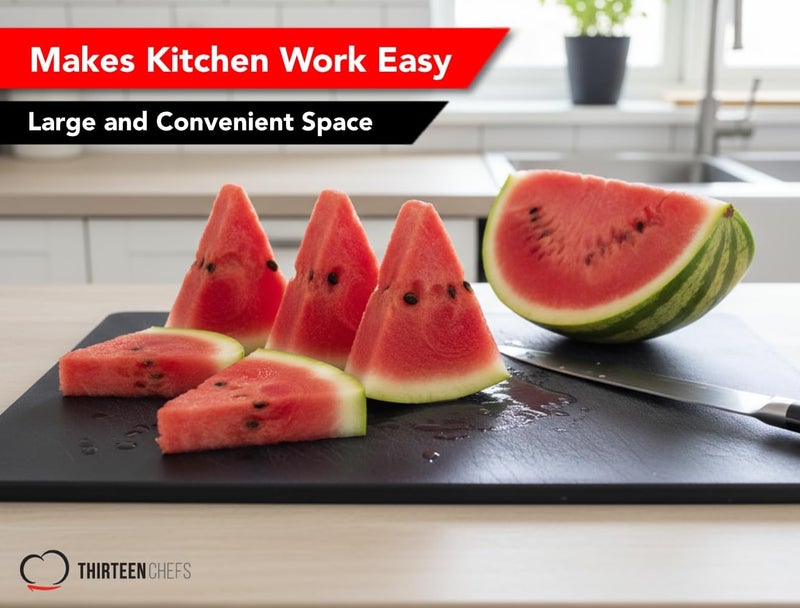 Thirteen Chefs Black Plastic Cutting Board - 18 x 12 Inch Large, 1/2" Thick HDPP Poly for Restaurants and Commercial Kitchens, NSF Stamped - Image 5