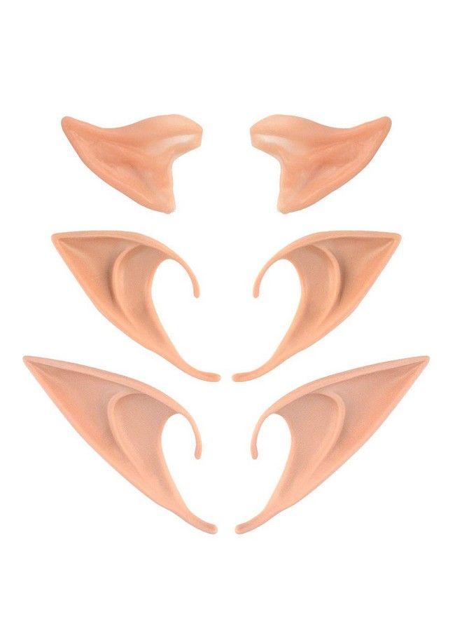 Nydotd 3 Pairs Latex Elf Ear Pointed Goblin Ears Pointed Tips Dress Up Costume Cosplay Halloween Party Props Party Fake Ear Goblin Ears 3 Size Pixie Ear Elven Vampire Fairy Ears Masquerade Accessories  - Image 1