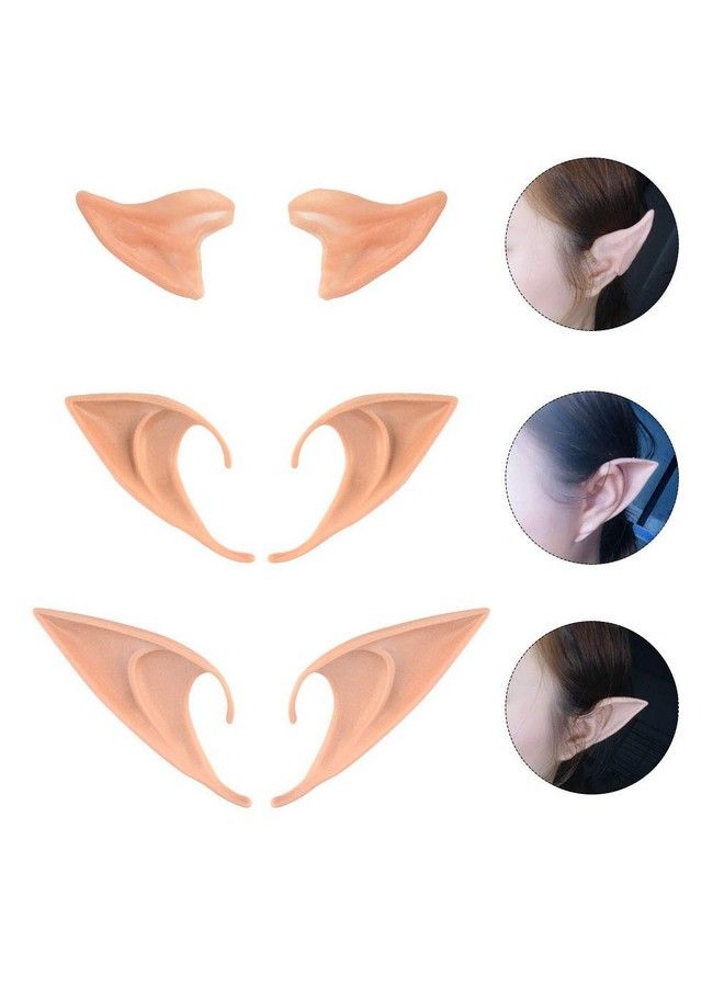 Nydotd 3 Pairs Latex Elf Ear Pointed Goblin Ears Pointed Tips Dress Up Costume Cosplay Halloween Party Props Party Fake Ear Goblin Ears 3 Size Pixie Ear Elven Vampire Fairy Ears Masquerade Accessories  - Image 4