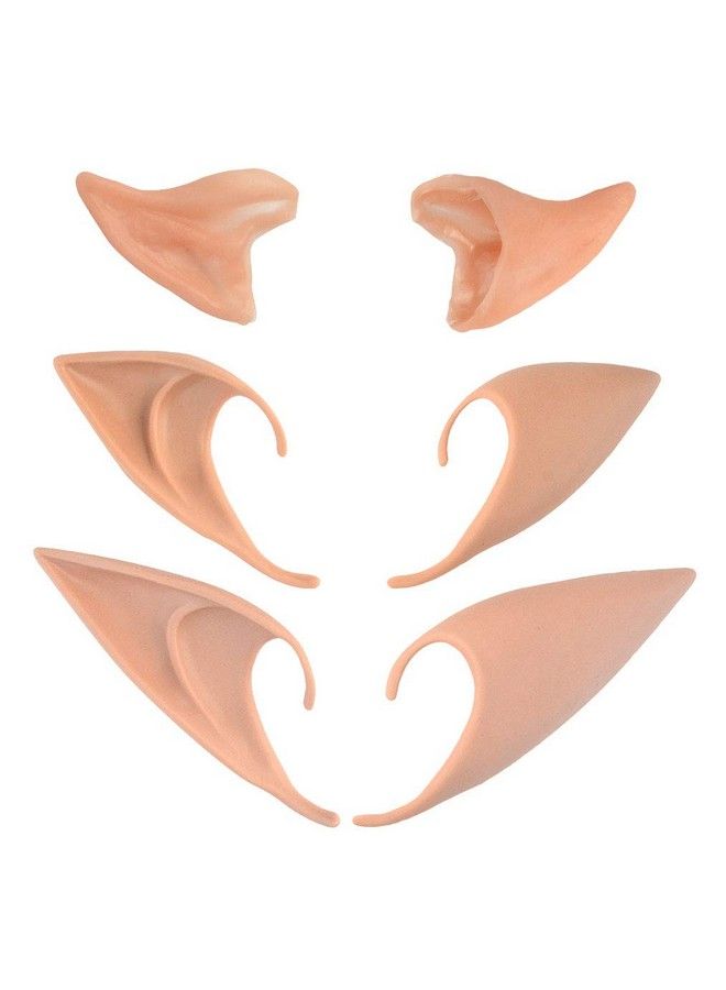 Nydotd 3 Pairs Latex Elf Ear Pointed Goblin Ears Pointed Tips Dress Up Costume Cosplay Halloween Party Props Party Fake Ear Goblin Ears 3 Size Pixie Ear Elven Vampire Fairy Ears Masquerade Accessories  - Image 3