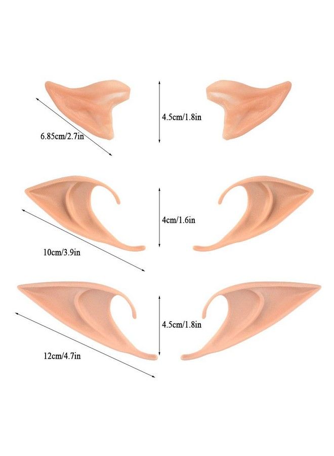 Nydotd 3 Pairs Latex Elf Ear Pointed Goblin Ears Pointed Tips Dress Up Costume Cosplay Halloween Party Props Party Fake Ear Goblin Ears 3 Size Pixie Ear Elven Vampire Fairy Ears Masquerade Accessories  - Image 5