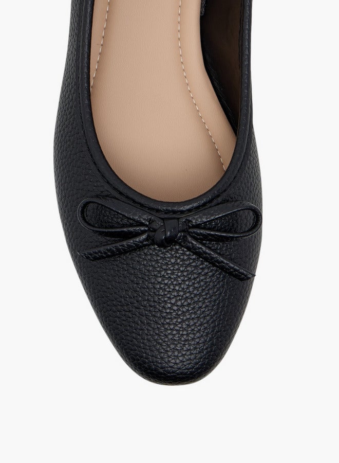 Flora Bella By Shoexpress Women's Textured Ballerina Shoes with Bow Detail  - Image 4