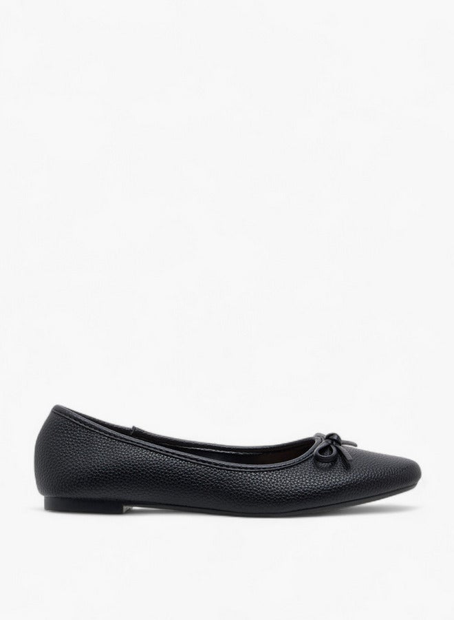 Flora Bella By Shoexpress Women's Textured Ballerina Shoes with Bow Detail  - Image 3