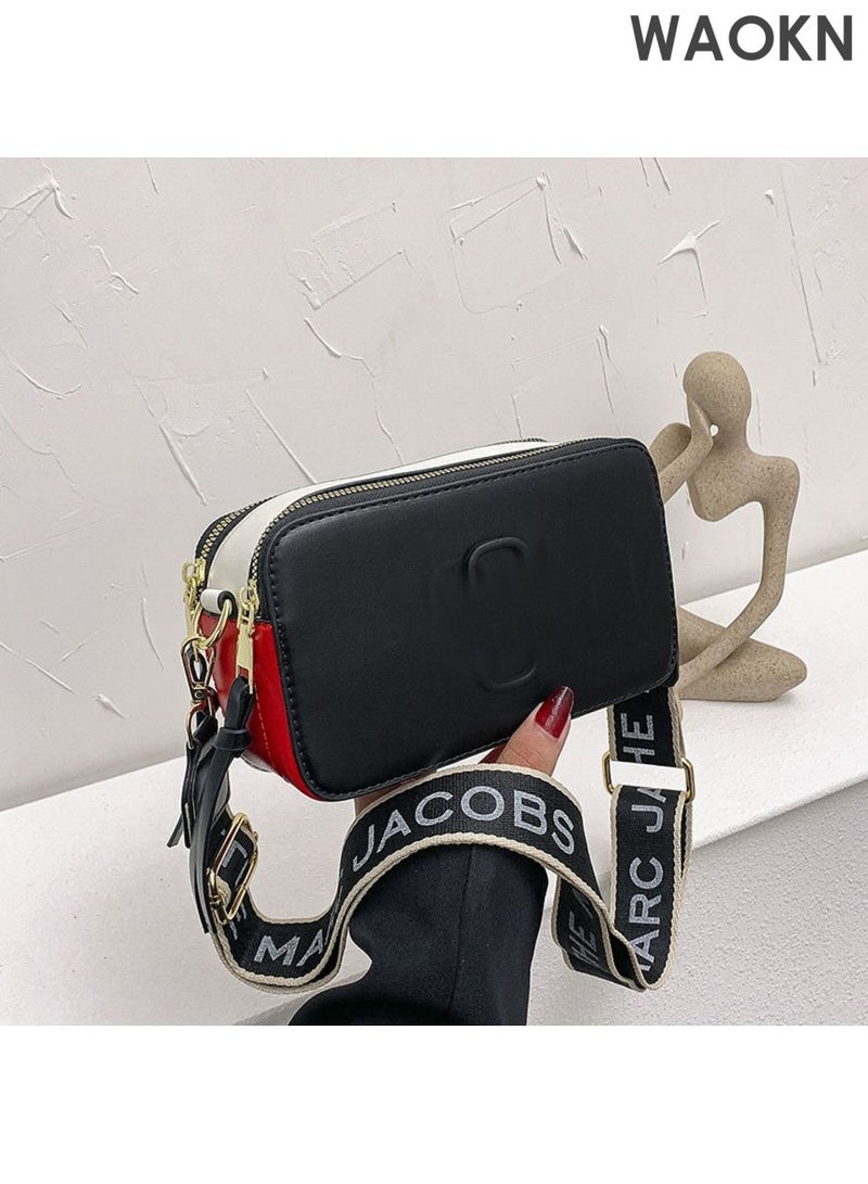 WAOKN Women's single shoulder crossbody bag, adjustable wide shoulder strap, square camera shaped crossbody bag, handbag, versatile for commuting, designed as a simple and stylish small shoulder bag. (Black) - Image 2