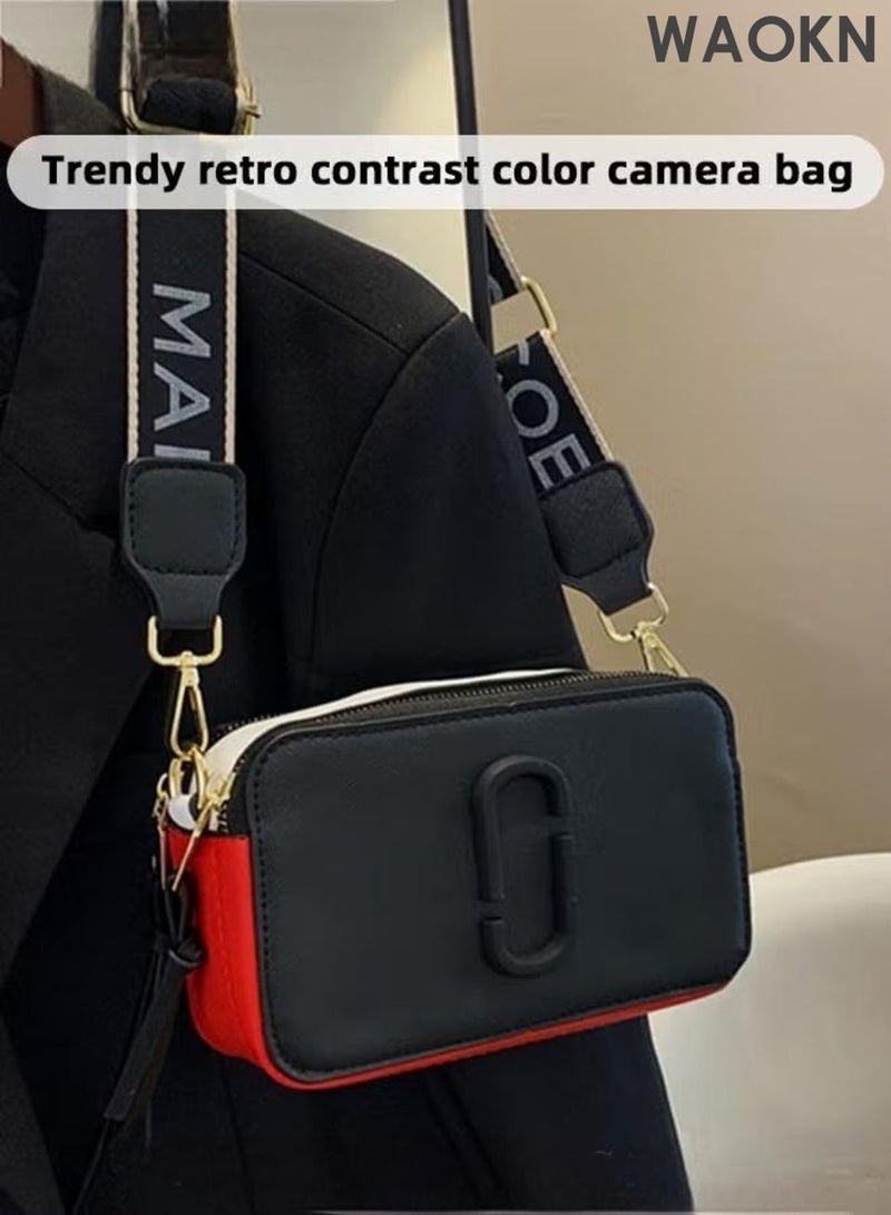 WAOKN Women's single shoulder crossbody bag, adjustable wide shoulder strap, square camera shaped crossbody bag, handbag, versatile for commuting, designed as a simple and stylish small shoulder bag. (Black) - Image 4