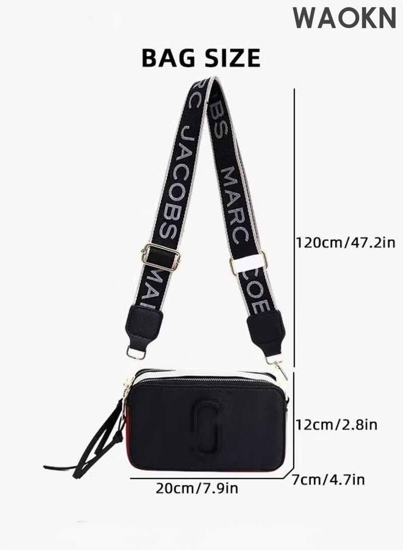 WAOKN Women's single shoulder crossbody bag, adjustable wide shoulder strap, square camera shaped crossbody bag, handbag, versatile for commuting, designed as a simple and stylish small shoulder bag. (Black) - Image 3