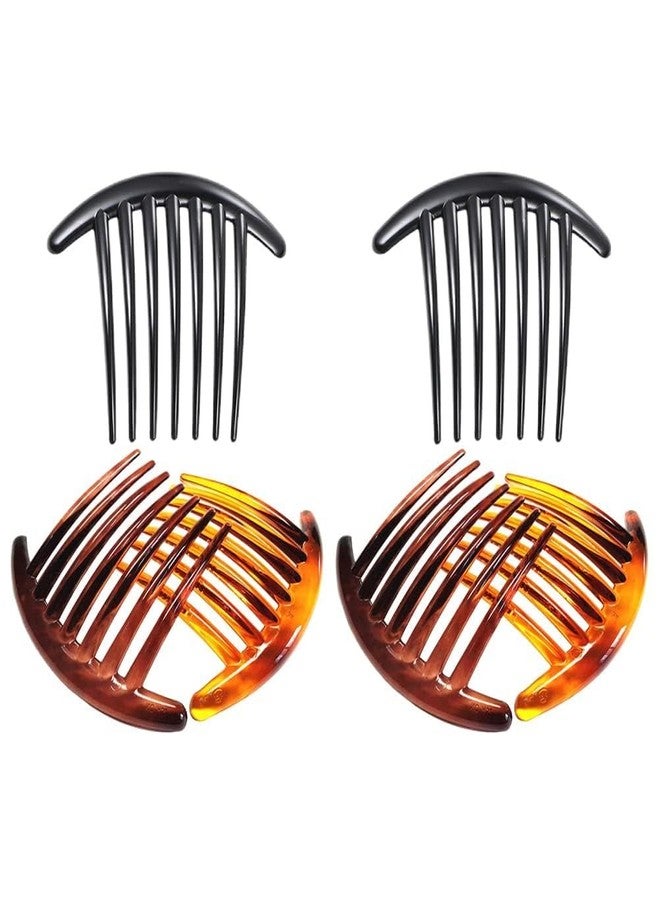 Weicoca 3 Pcs Plastic Hair Side Combs, 7 Tooth French Twist Comb, Clip Comb Accessories, Black and Brown Hair Side Combs Clips, Accessory for Women and Girls - Image 2