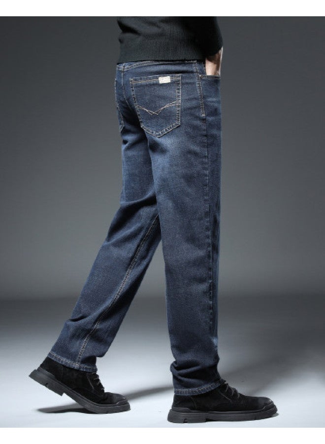 Fapai Comfortable And Versatile] Autumn And Winter Korean Style Loose Fashion Denim Pants Commute Comfortable Simple Cotton Stretch Trendy Handsome - Image 1