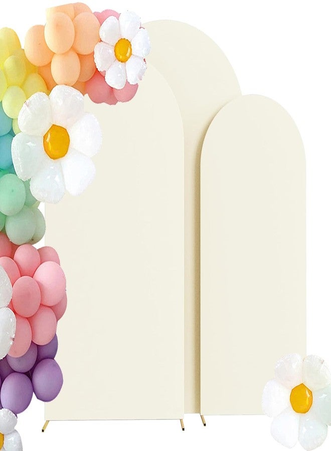 HAINARverS Set of 3 Wedding Arch Cover 6FT,6.6FT,7.2FT Spandex Fitted Stretchy Arch Stand Covers,2 Sided Round Top Chiara Backdrop Cover for Birthday Party Banquet Baby Shower Arch Decoration(Ivory) - Image 1