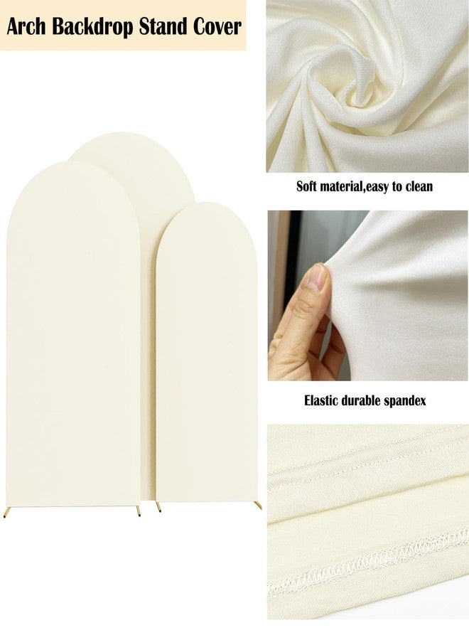 HAINARverS Set of 3 Wedding Arch Cover 6FT,6.6FT,7.2FT Spandex Fitted Stretchy Arch Stand Covers,2 Sided Round Top Chiara Backdrop Cover for Birthday Party Banquet Baby Shower Arch Decoration(Ivory) - Image 4