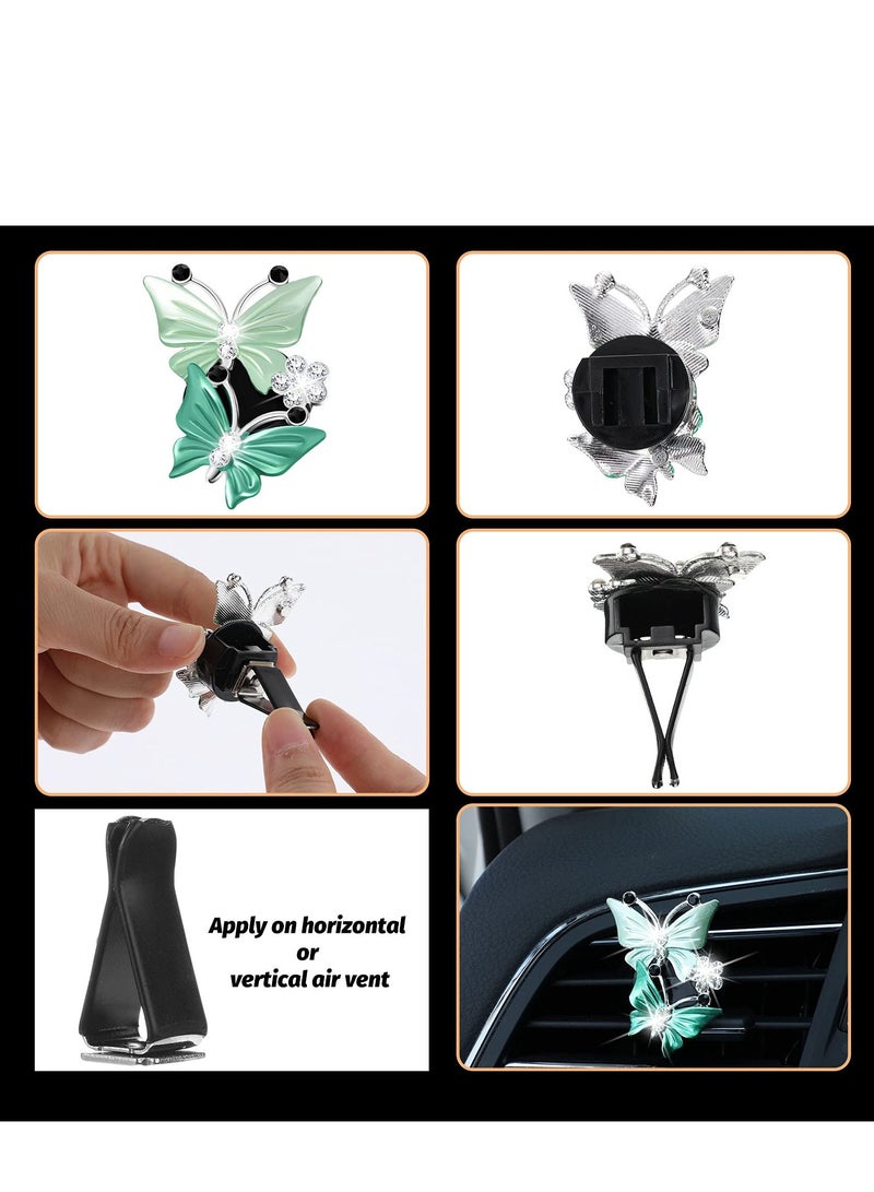 SYOSI 4 Pieces Car Butterfly Diffuser Vent Clip, Car Air Vent Decoration Lovely Dual Butterfly Car Interior Decoration Charm Rhinestone Car Bling Accessories for Women Girls  - Image 5