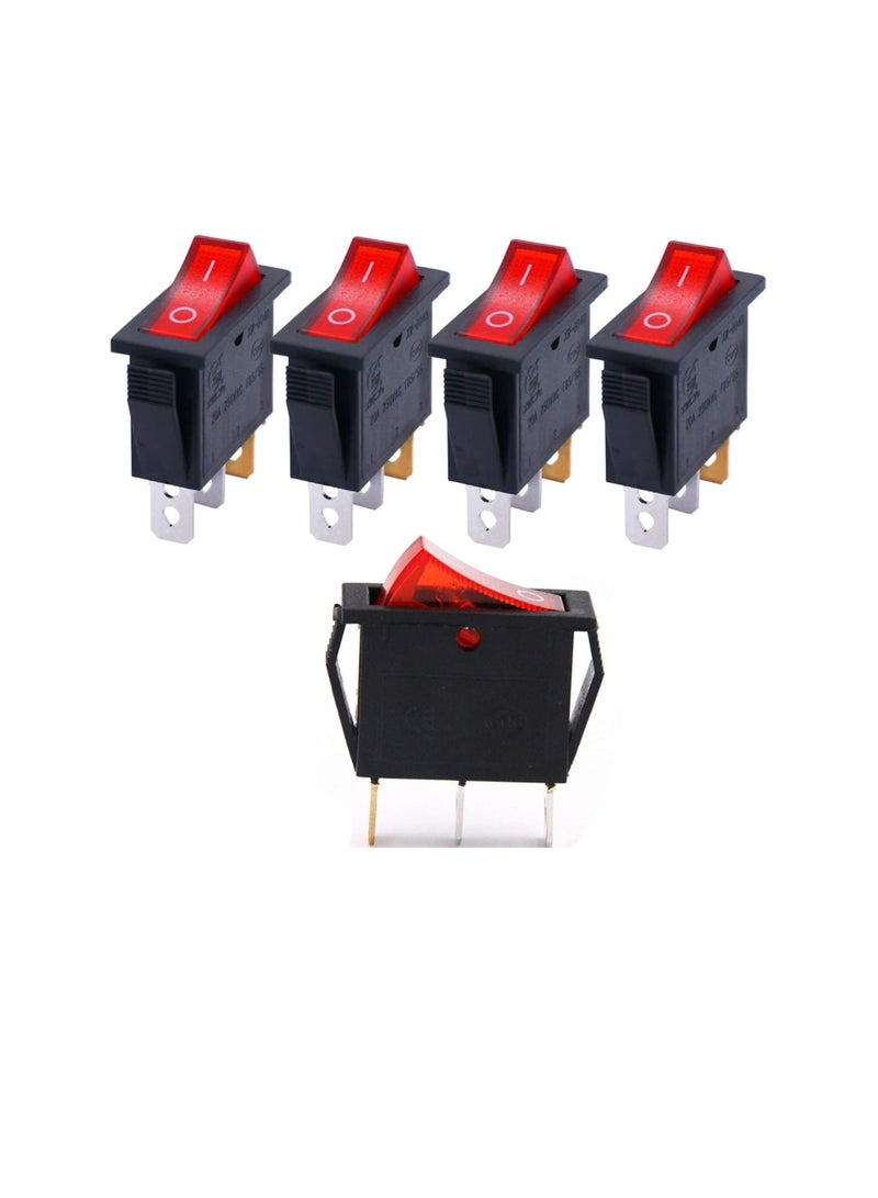 Switches Store, Mechanical & Electrical Toggle Rocker Push Limit Switches for DIY Projects .Pack of 5 (Rocker Switch Small 3P Red) - Image 1