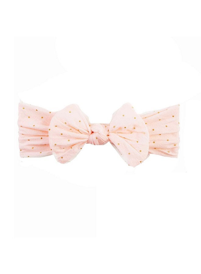 مد باي عصابة رأس من Mud Pie Baby Girls مزينة بفيونكة ذهبية، وردية، 3 × 6 1/2 بوصة - Image 1