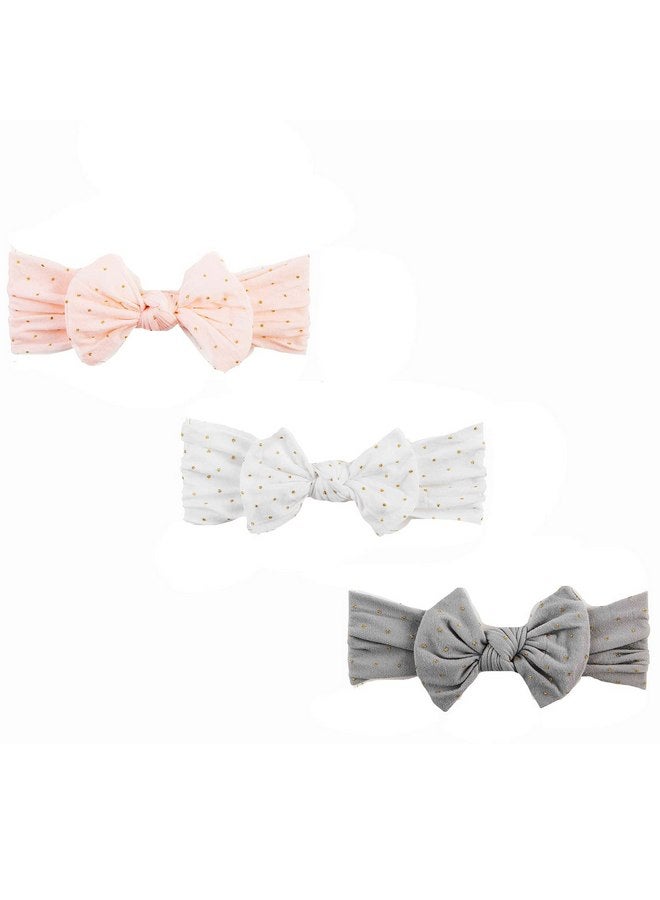 مد باي عصابة رأس من Mud Pie Baby Girls مزينة بفيونكة ذهبية، وردية، 3 × 6 1/2 بوصة - Image 2