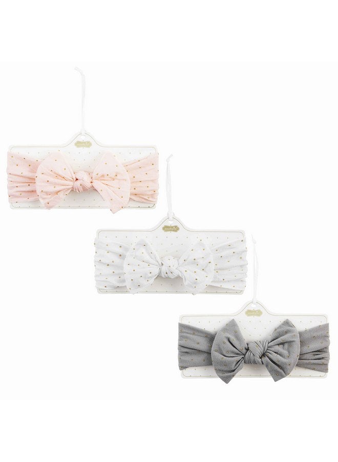 مد باي عصابة رأس من Mud Pie Baby Girls مزينة بفيونكة ذهبية، وردية، 3 × 6 1/2 بوصة - Image 3