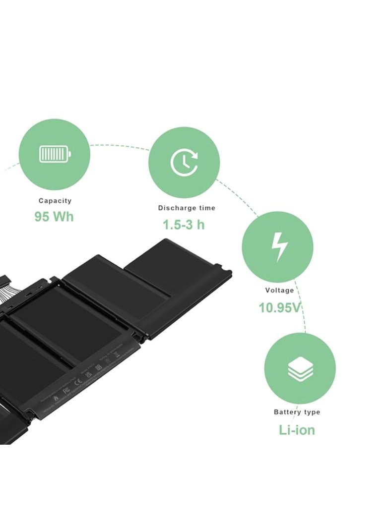 Terabyte Replacement 10.95V/95Wh A1417 Laptop Battery for MacBook Pro 15" inch A1398 Mid 2012 Early 2013 Retina Series, MC975LL/A MC976LLIA MD831LL/A ME664LL/A ME665LL/A ME698LL/A - Image 4