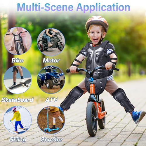 StarknightMT Upgraded Kids Motorcycle Armor Suit Teen Dirt Bike Gear Riding Protective Set for Cycling, Skateboarding, Skiing, Skating, Off-Road (Black) - Image 2