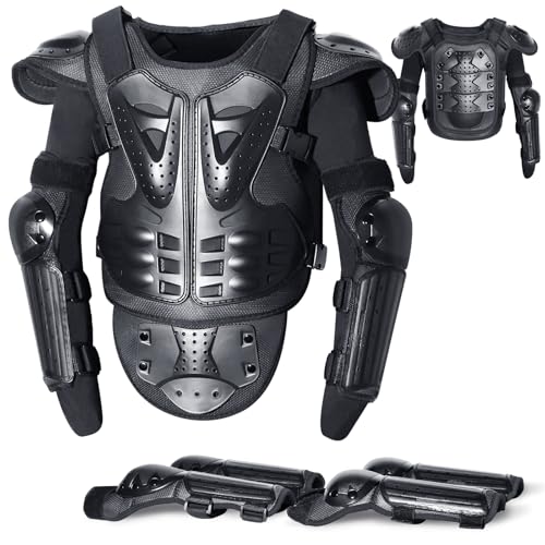 StarknightMT Upgraded Kids Motorcycle Armor Suit Teen Dirt Bike Gear Riding Protective Set for Cycling, Skateboarding, Skiing, Skating, Off-Road (Black) - Image 1