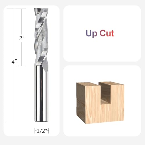 SpeTool Upcut Spiral Router Bits Extra Long (4 inch) with 1/2 Inch Shank , 1/2 Cutting Diameter Solid Carbide CNC Router Bits End Mill for Wood Mortises and Cutting Dadoes Carving - Image 2