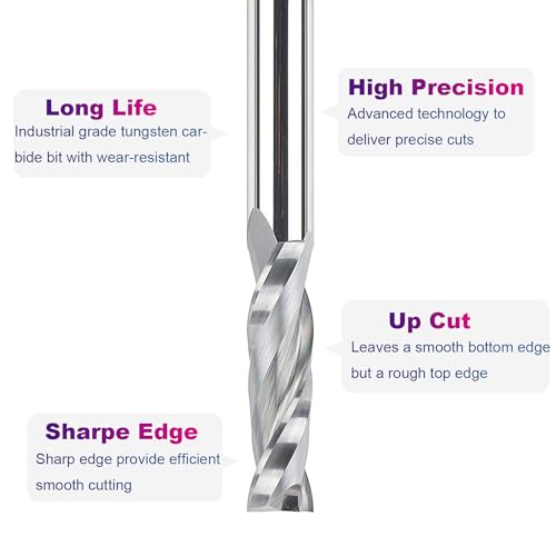 SpeTool Upcut Spiral Router Bits Extra Long (4 inch) with 1/2 Inch Shank , 1/2 Cutting Diameter Solid Carbide CNC Router Bits End Mill for Wood Mortises and Cutting Dadoes Carving - Image 4