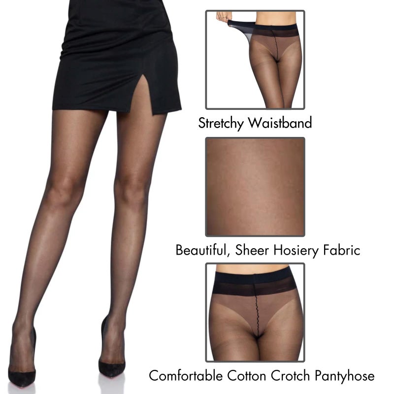 Leg Avenue Womens Spandex Sheer Support Pantyhose, O/S, Black - Image 3