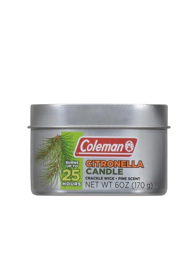 Coleman Coleman Pine Scented Citronella Candle with Wooden Crackle Wick - 6 oz Tin - Image 1