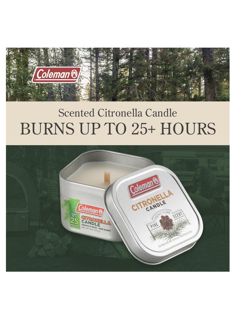 Coleman Coleman Pine Scented Citronella Candle with Wooden Crackle Wick - 6 oz Tin - Image 4