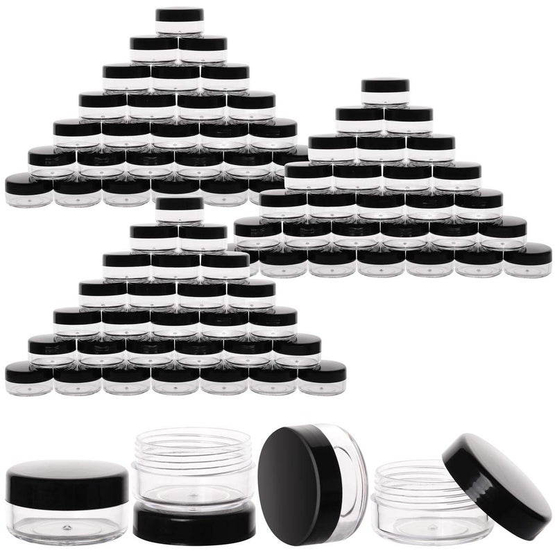 100 Count 10g Small Sample Containers with Lids Plastic Jar Cosmetic Jars Empty Makeup Jars Lip Balm Containers  Black