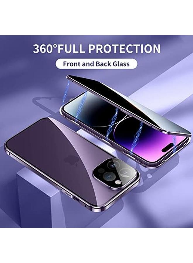 erorex Anti Peeping Case For Iphone 14 Pro Max 360 Degree Front And Back Privacy Tempered Glass Cover Anti Spy Screen Anti Peep Magnetic Adsorption Metal Bumper For Iphone 14 Pro Max Black - Image 2