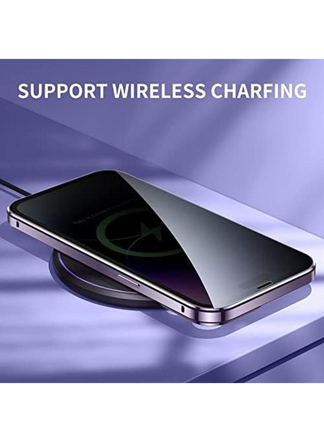 erorex Anti Peeping Case For Iphone 14 Pro Max 360 Degree Front And Back Privacy Tempered Glass Cover Anti Spy Screen Anti Peep Magnetic Adsorption Metal Bumper For Iphone 14 Pro Max Black - Image 5