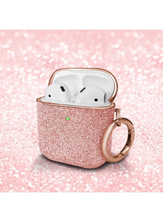 For Apple Headset Protective Case Airpodspro/2/3 Electroplated Bluetooth Headset Cover Stick Flash Powder Diamond Hard Shell-Color:Rose Gold-Applicable Model:airpods Pro 2 - Image 1