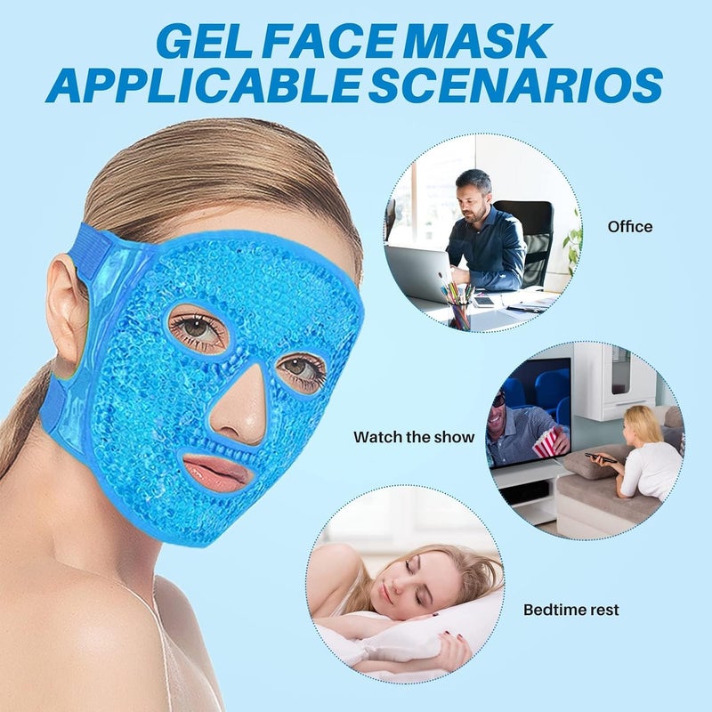 candyfouse Ice Pack Cold Face Eye Masks Reduce Face Puff, Dark Circles, Reusable Cold Hot Gel Face Eye Mask, Suitable for Women Facial SPA, Ice Face Mask for Sleeping, Headaches (Blue) - Image 5