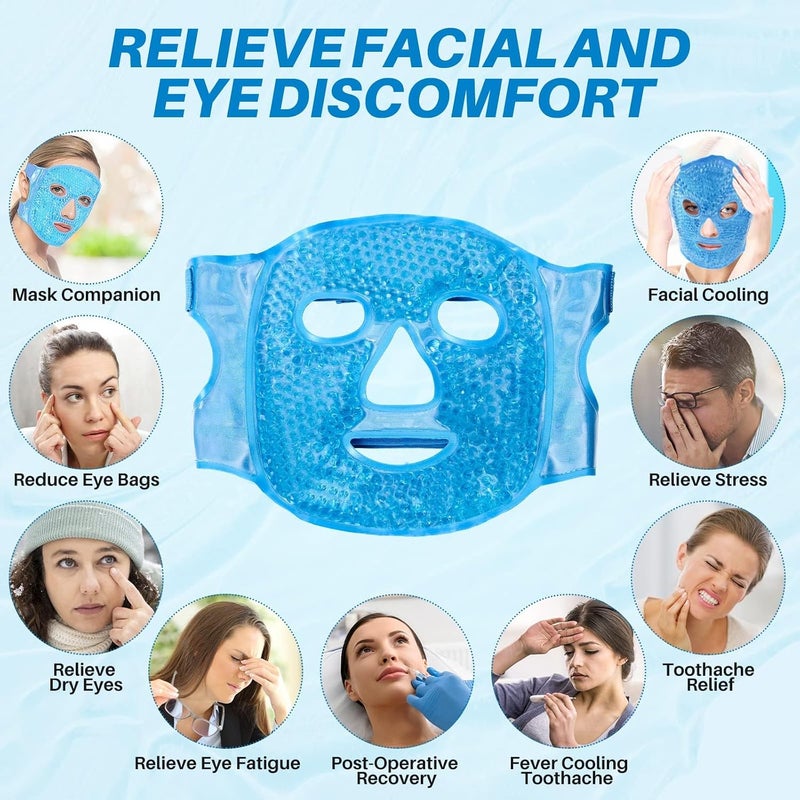 candyfouse Ice Pack Cold Face Eye Masks Reduce Face Puff, Dark Circles, Reusable Cold Hot Gel Face Eye Mask, Suitable for Women Facial SPA, Ice Face Mask for Sleeping, Headaches (Blue) - Image 2