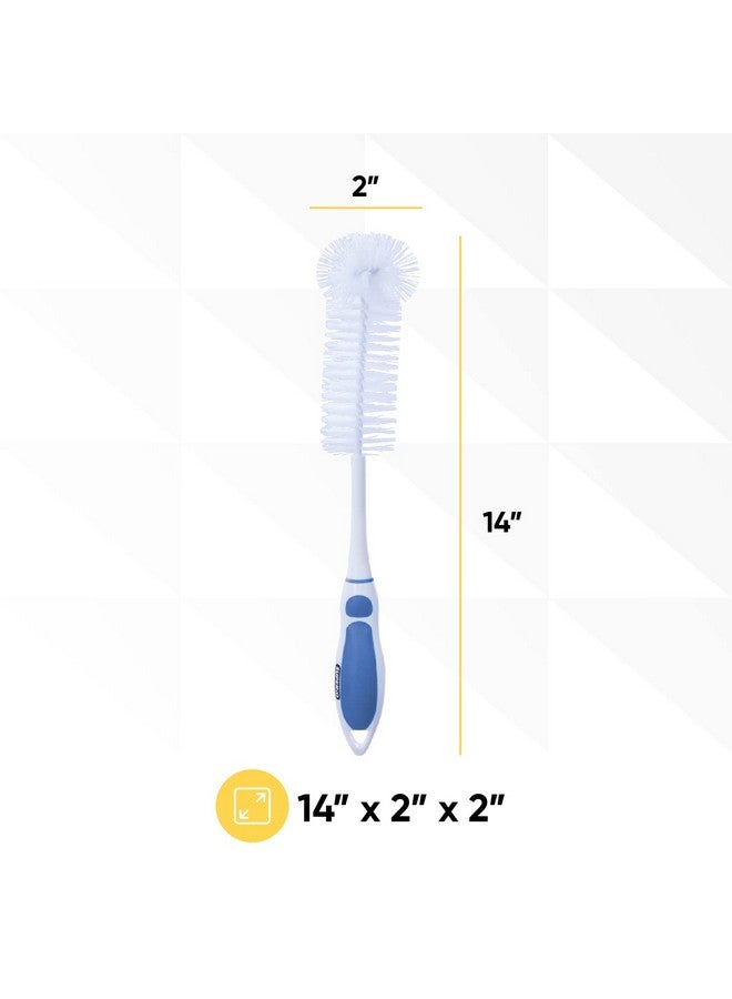 Superio فرشاة زجاجات طويلة زرقاء وبيضاء مع مقبض مطاطي لزجاجات الأطفال - Image 3