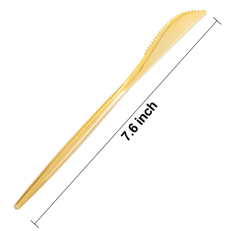 U-QE 60 Pack Gold Plastic Knives Heavy Duty - Solid and Durable Gold Disposable Silverware  Heavy Duty Plastic Cutlery Perfect for Parties  Weddings  Catering and Daily Use - Image 1