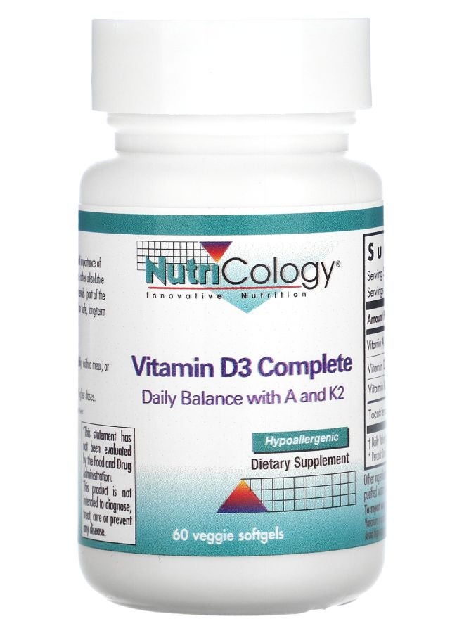 Nutricology Vitamin D3 Complete  60 Veggie Softgels 