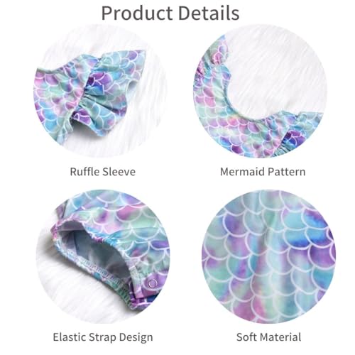 HiHa Toddler Girl Baby Ruffles Mermaid Fish Scale Swimsuit One Piece Swimwear Bathing Sunsuit (One Piece, 12-18months) - Image 5
