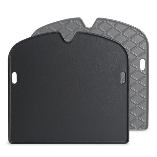 Onlyfire Chef Onlyfire Cast Iron Griddle for Weber Traveler Portable Gas Grill, Double Sided Reversible Cast Iron Cooking Griddle Grill Griddle Replacement Part for Weber 9010001 Traveler Portable Gas Grill - Image 1